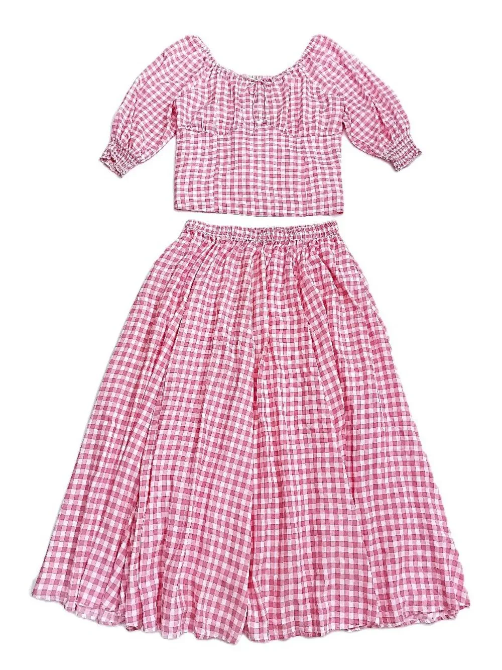 CATO Plus Size Gingham Coordinates Set (two-piece)